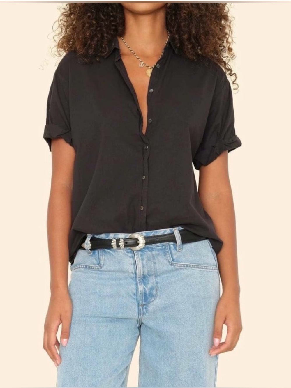 XIRENA Channing Cotton Shirt in black size S